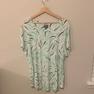JM Collection Mint and Black Patterned Top